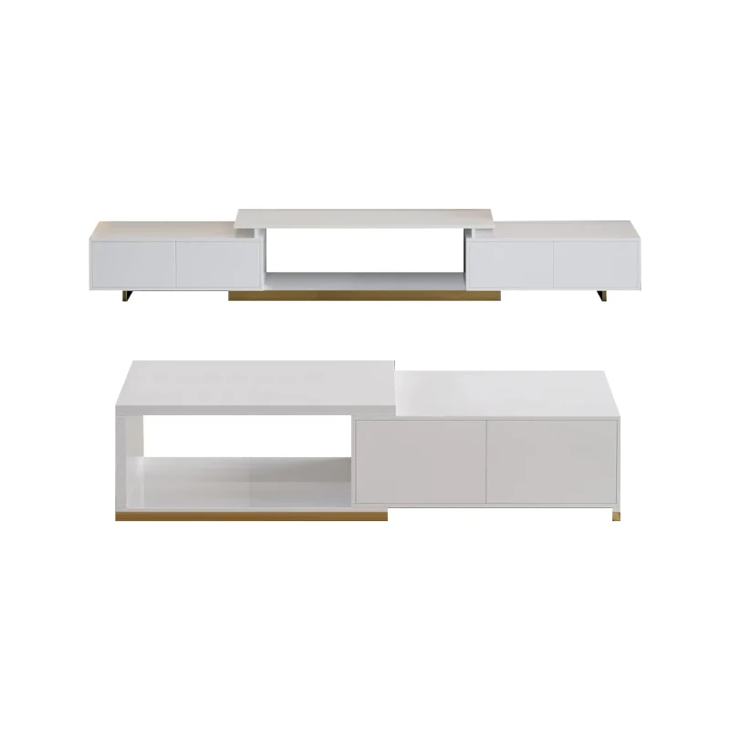 Ardena Living Ensemble – Natural Wood TV Unit & Table Set