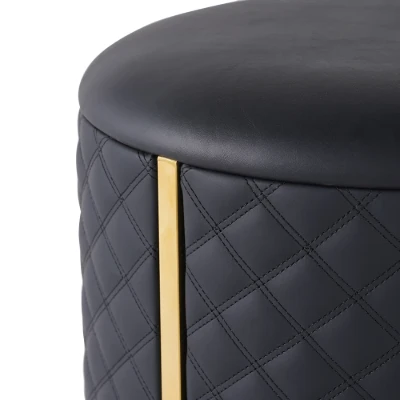 Ferla chair - an elegant design with a natural wood frame and a golden metal base.