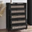 Zaria - Natural wood storage unit with rattan fronts.