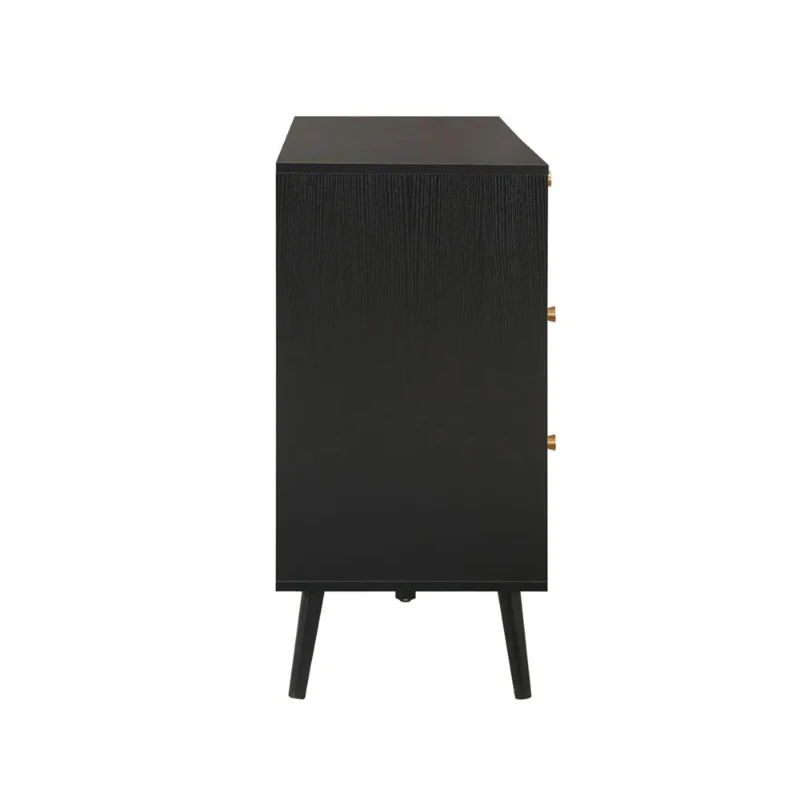 Rivena – Natural & Black Rattan 6-Drawer Wide Chest