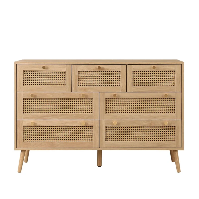 Avenya – Natural Rattan & Wood 6-Drawer Chest