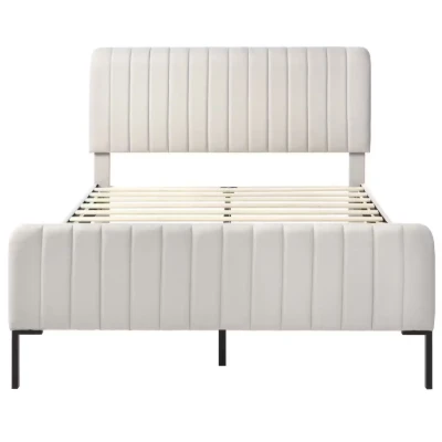 Vestra Channel Tufted Upholstered Bed-Natural Wood