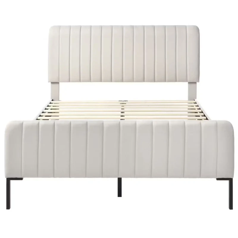 Vestra Channel Tufted Upholstered Bed-Natural Wood