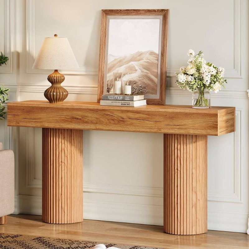 Picture of Avira SideTable – Natural Wood with Rounded Pillar Legs
