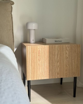 صورة Orlane – Natural Wood Bedside Table with Modern Design