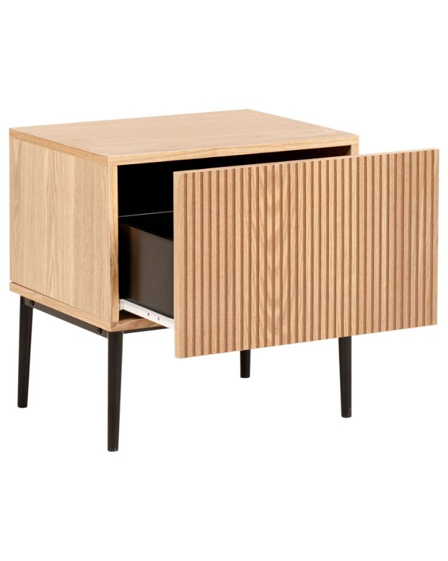 صورة Orlane – Natural Wood Bedside Table with Modern Design