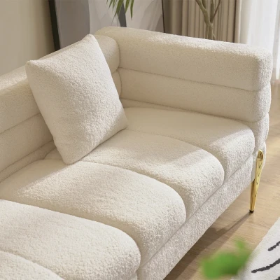 Lumière Sofa Set – 3-Seater Sofa & 2 Armchairs with Golden Metal Legs