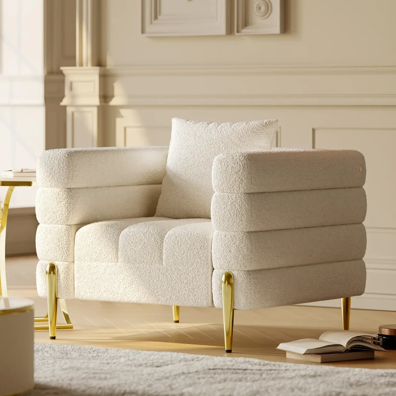 Lumière Sofa Set – 3-Seater Sofa & 2 Armchairs with Golden Metal Legs