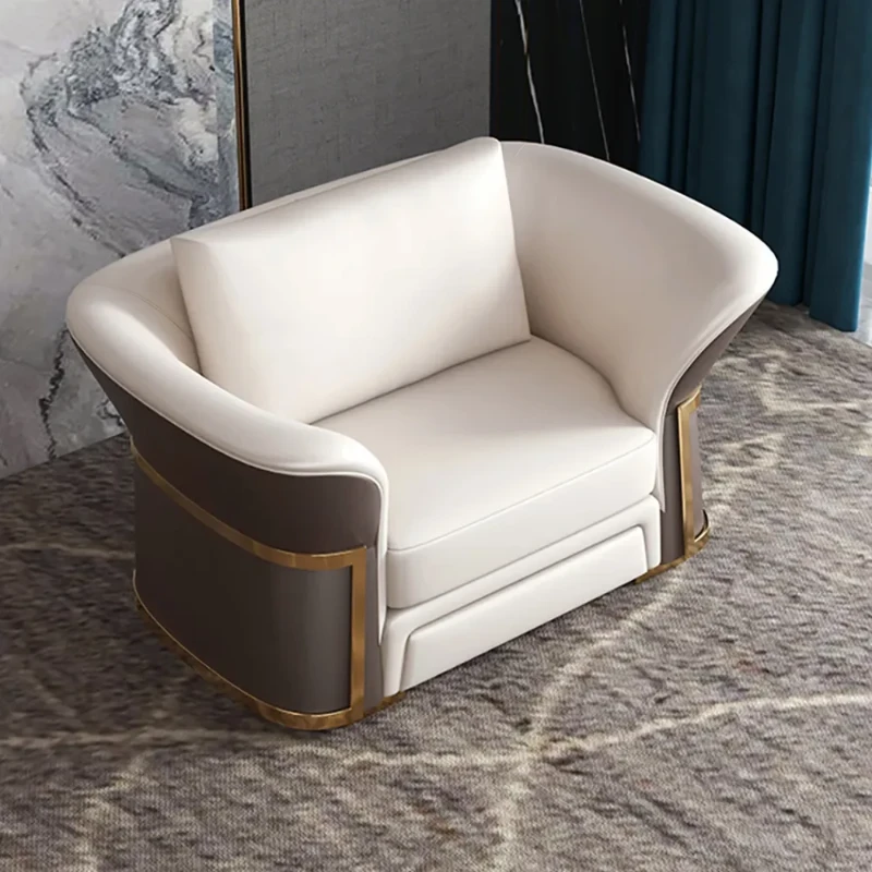 Aveline Sofa Set – 3-Seater Sofa & 2 Armchairs with Elegant Gold Accents