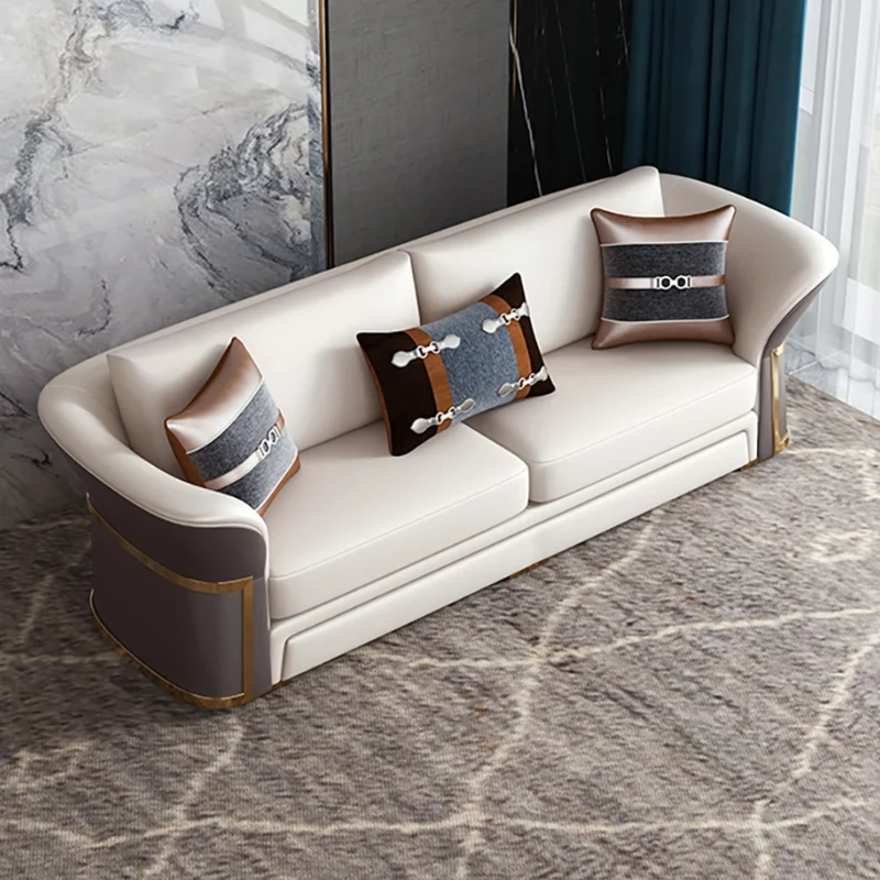 Aveline Sofa Set – 3-Seater Sofa & 2 Armchairs with Elegant Gold Accents