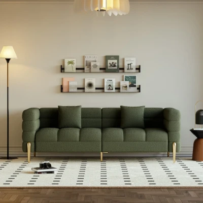 Verdi Sofa Set – Two Sofas in Modern Design made of Natural Wood with Gold Legs