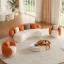 Aurélie Sofa Set – Curved Sofa & 2 Armchairs with Modern Design and Swivel Base