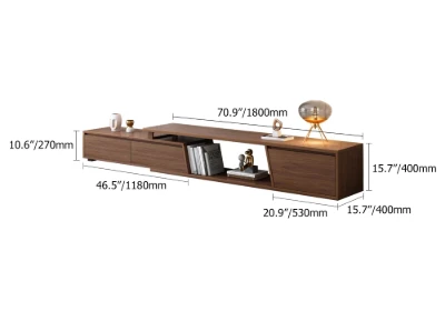 Noctis – Natural Wood TV Stand with Round Coffee Tables