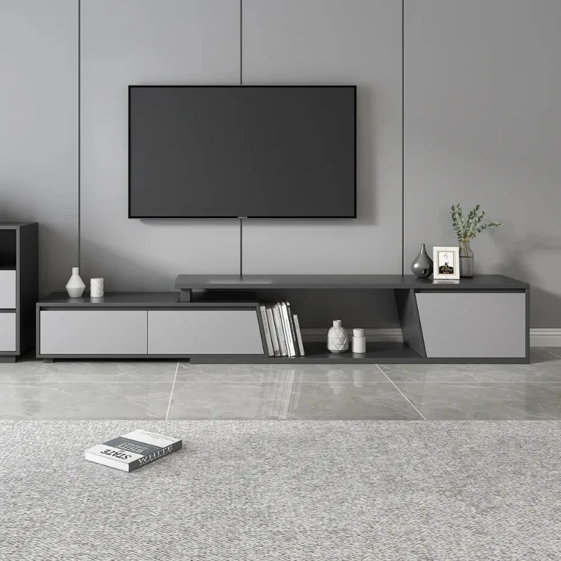 Nerio – Modern TV Unit Set made of Natural Wood with Extendable Design and Multi-Functional Coffee Table