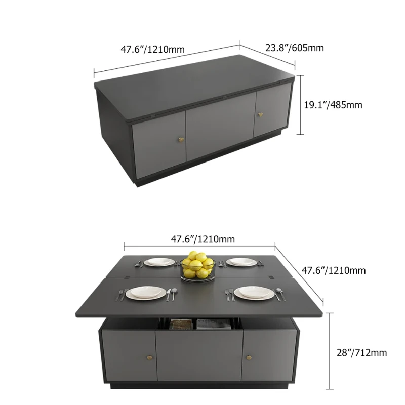 Nerio – Modern TV Unit Set made of Natural Wood with Extendable Design and Multi-Functional Coffee Table