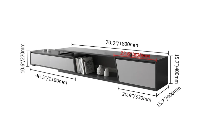 Nerio – Modern TV Unit Set made of Natural Wood with Extendable Design and Multi-Functional Coffee Table