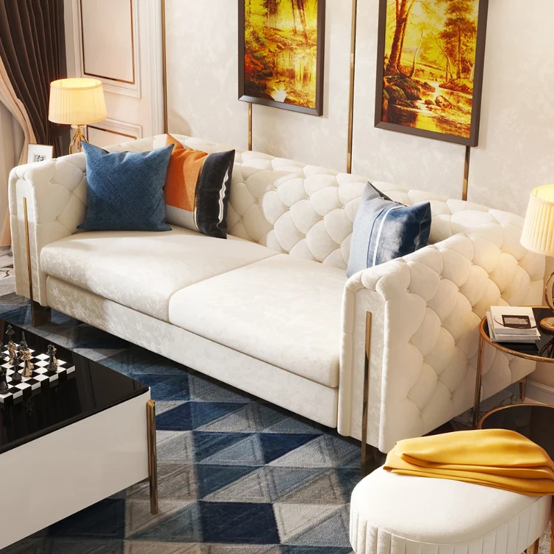 Évianne – Sofa & Armchair Set with Elegant Gold Accents