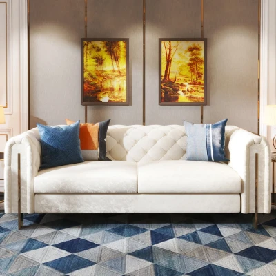 Évianne – Sofa & Armchair Set with Elegant Gold Accents