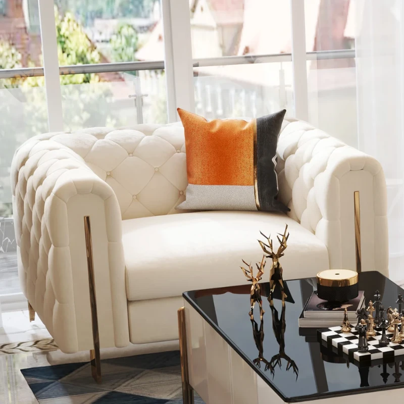 Évianne – Sofa & Armchair Set with Elegant Gold Accents