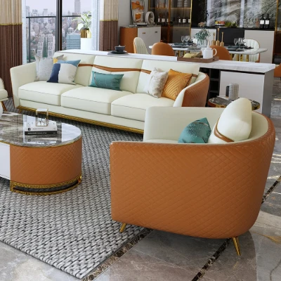 Monterey – Modern Living Room Set with Marble and Gold Accents