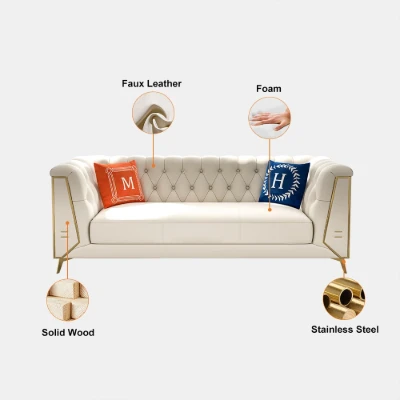 Versailles – Elegant Sofa Set with 2 Couches, Armchair & Coffee Table with Gold Accents