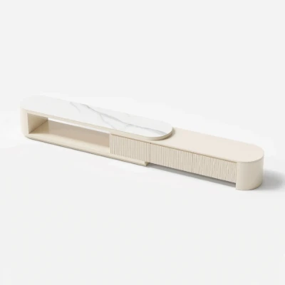 Levanto Set – Extendable TV Unit and Coffee Table with Marble-Effect Top
