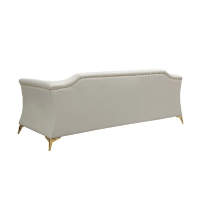 Marcelline – Sofa, Armchair & Ottoman Set with Elegant Natural Wood Accents | Customizable Design