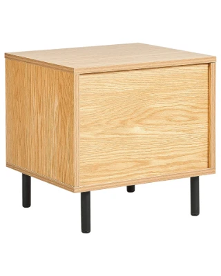 Novea – Natural Wood Bedside Table with Hidden Drawer