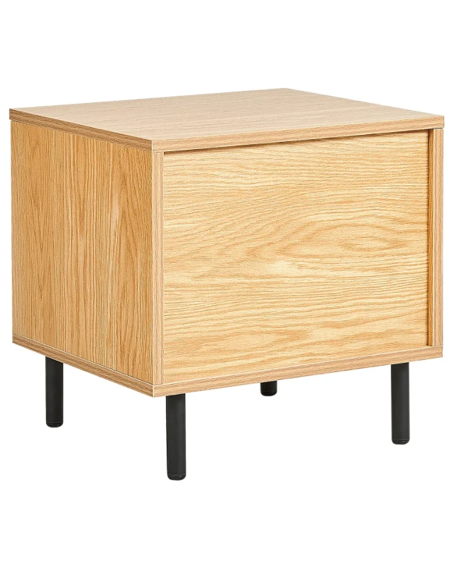 Novea – Natural Wood Bedside Table with Hidden Drawer
