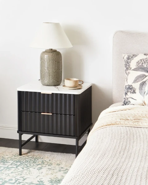 Lorven Modern Bedside Table – Natural Wood