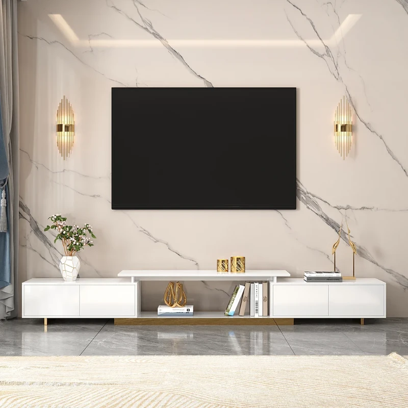 Ardena Living Ensemble – Natural Wood TV Unit & Table Set