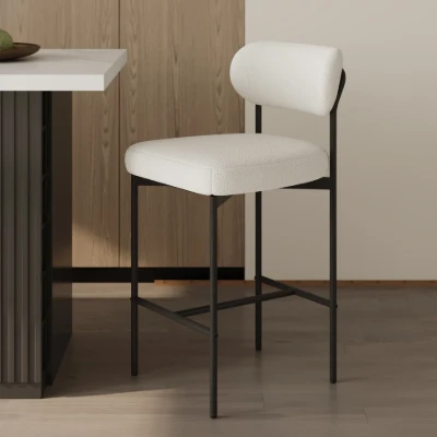 Vellor Upholstered Counter Stool – Black Frame