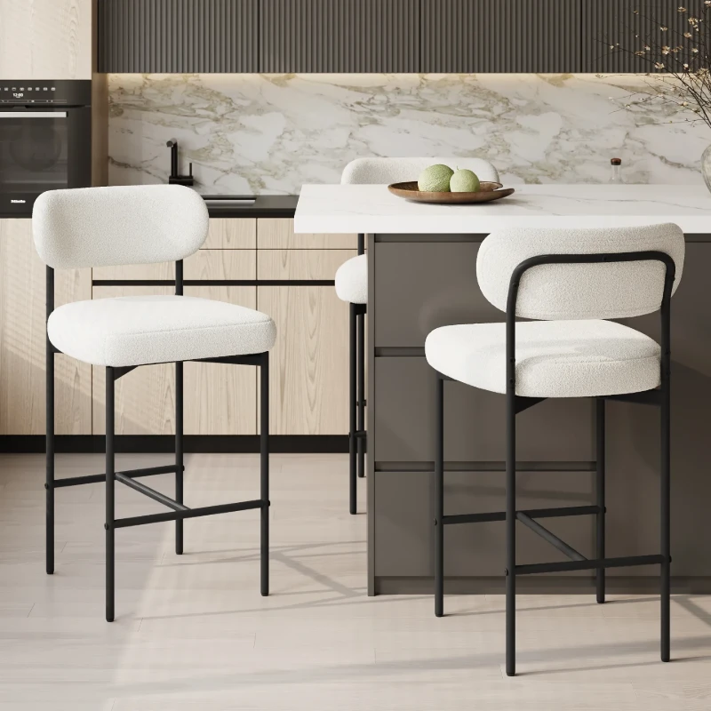 Vellor Upholstered Counter Stool – Black Frame