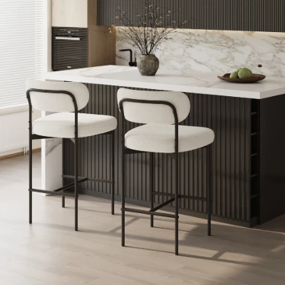 Vellor Upholstered Counter Stool – Black Frame