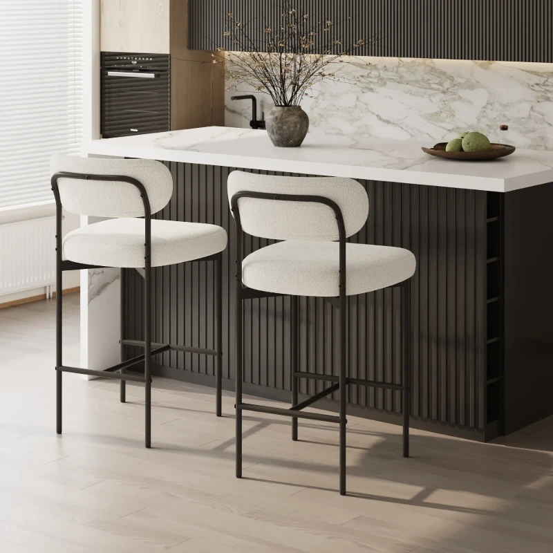 Vellor Upholstered Counter Stool – Black Frame
