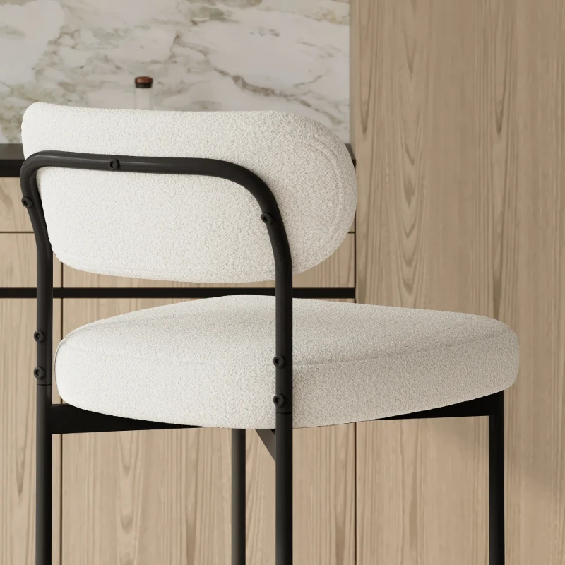 Vellor Upholstered Counter Stool – Black Frame