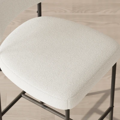 Vellor Upholstered Counter Stool – Black Frame
