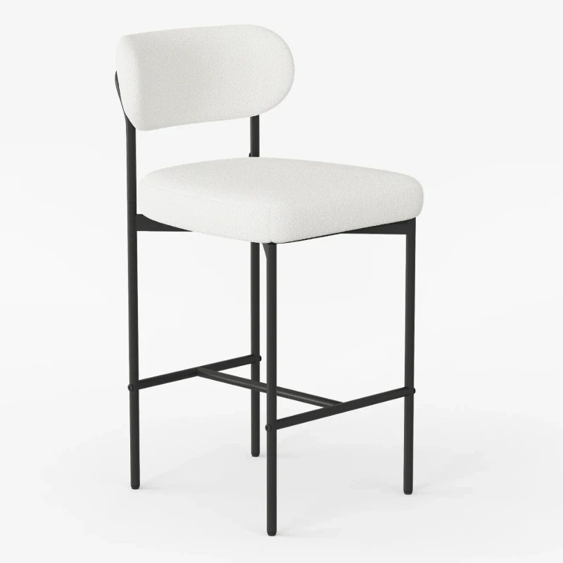 Vellor Upholstered Counter Stool – Black Frame