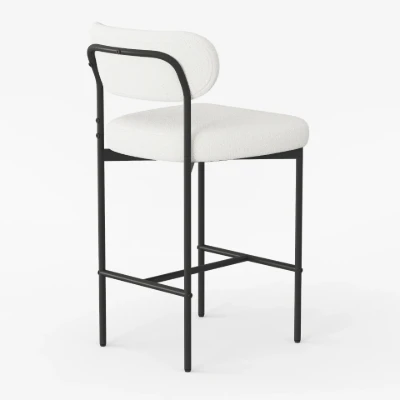 Vellor Upholstered Counter Stool – Black Frame