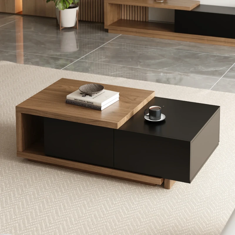 Mauro Media Set in Natural Wood & Black