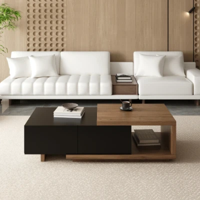 Mauro Media Set in Natural Wood & Black