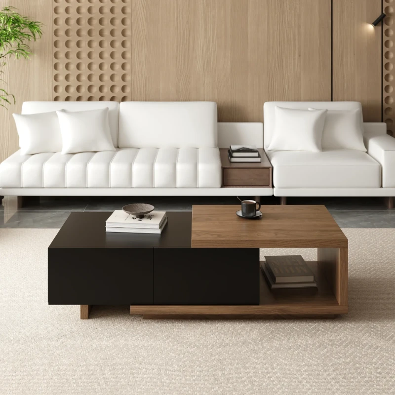 Mauro Media Set in Natural Wood & Black