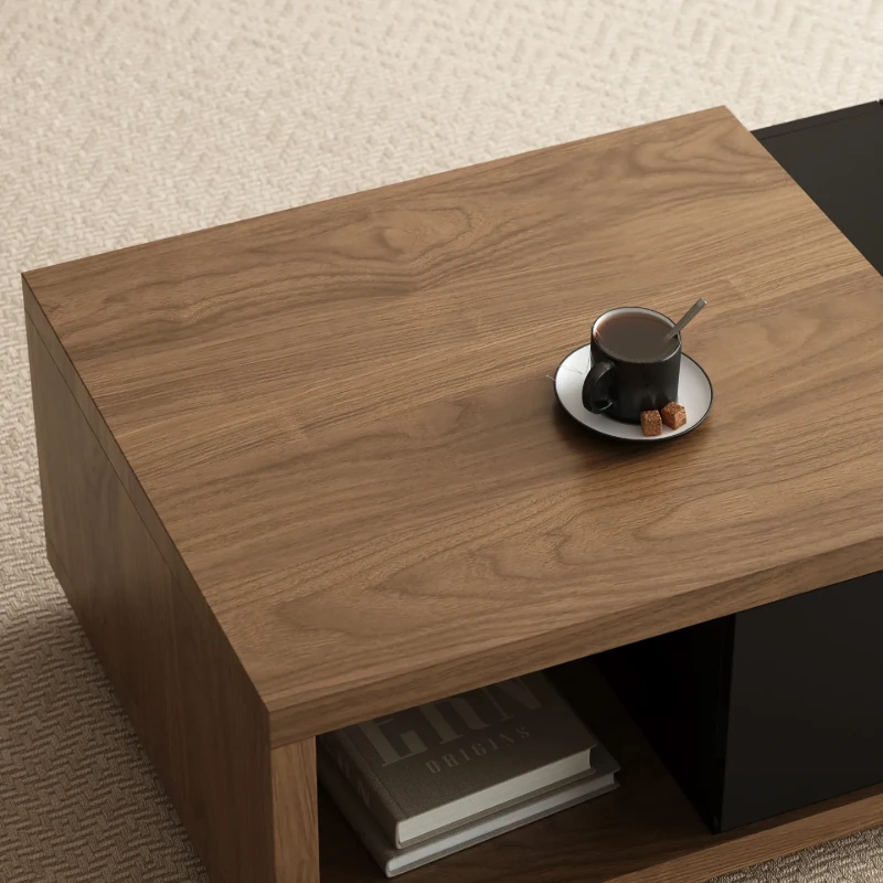 Mauro Media Set in Natural Wood & Black