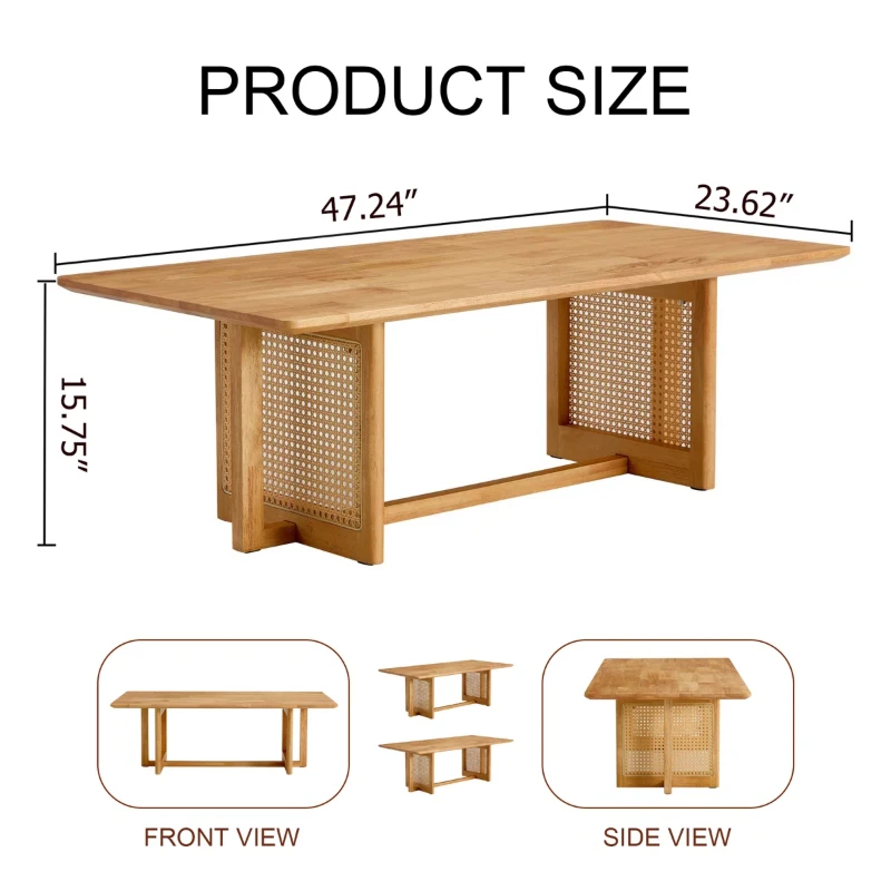 Éloria Natural Wood Coffee Table – With Rattan Base