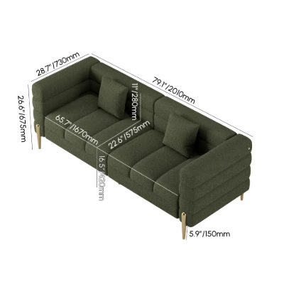 Verdi Sofa Set – Two Sofas in Modern Design made of Natural Wood with Gold Legs