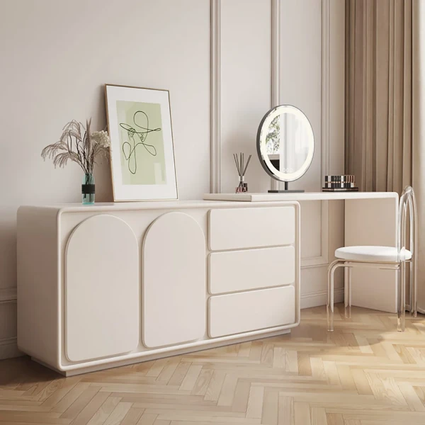 Arcadia Extendable Vanity Set – Natural Wood with Modern Storage Design