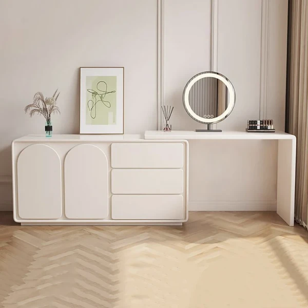 Arcadia Extendable Vanity Set – Natural Wood with Modern Storage Design