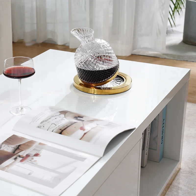 Luvano Extendable Coffee Table – White Finish with Storage Shelf