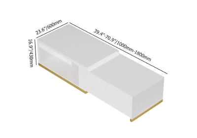 Luvano Extendable Coffee Table – White Finish with Storage Shelf