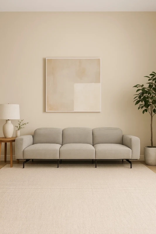 Picture of Olivaro Low-Profile 3-Seater – Taupe Beige with Matte Black Legs